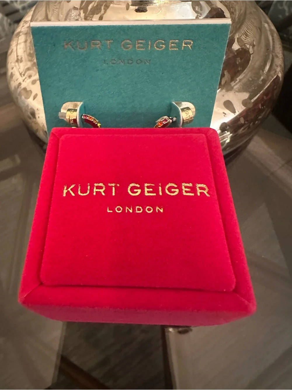 Kurt Geiger Gold-Tone Multi-Color Eye Ring & Earrings Set
